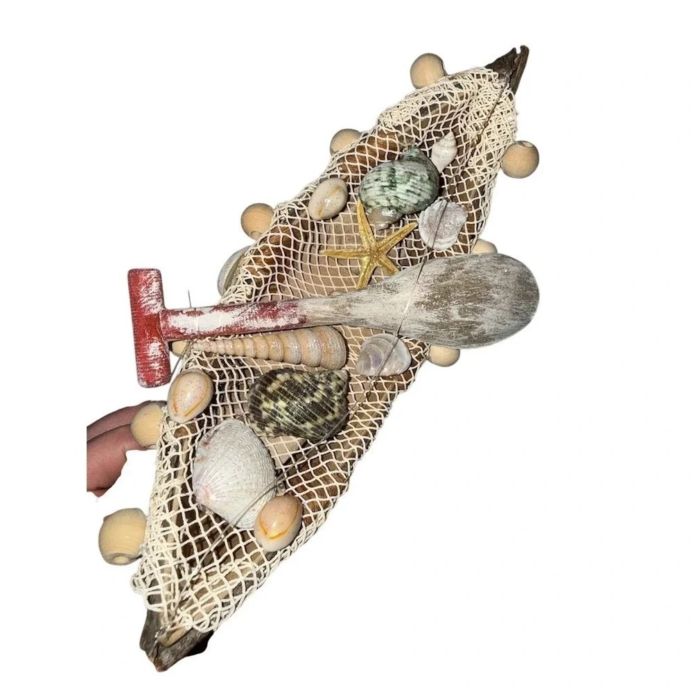 SIMONMILLER Nautical Seashell Boat Christmas Tree Ornament Driftwood Oar‎ 9